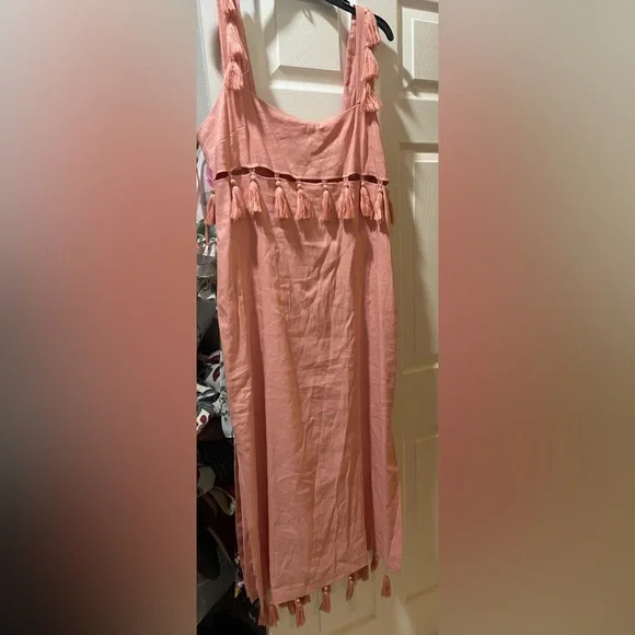 Antonio Melani 12, 14Pink Nat Note Cici Tassel Linen Maxi Dress Sleeveless NWT - Picture 8 of 16